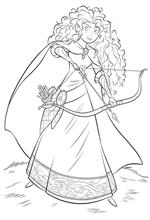 coloring page Merida with bow and arrow